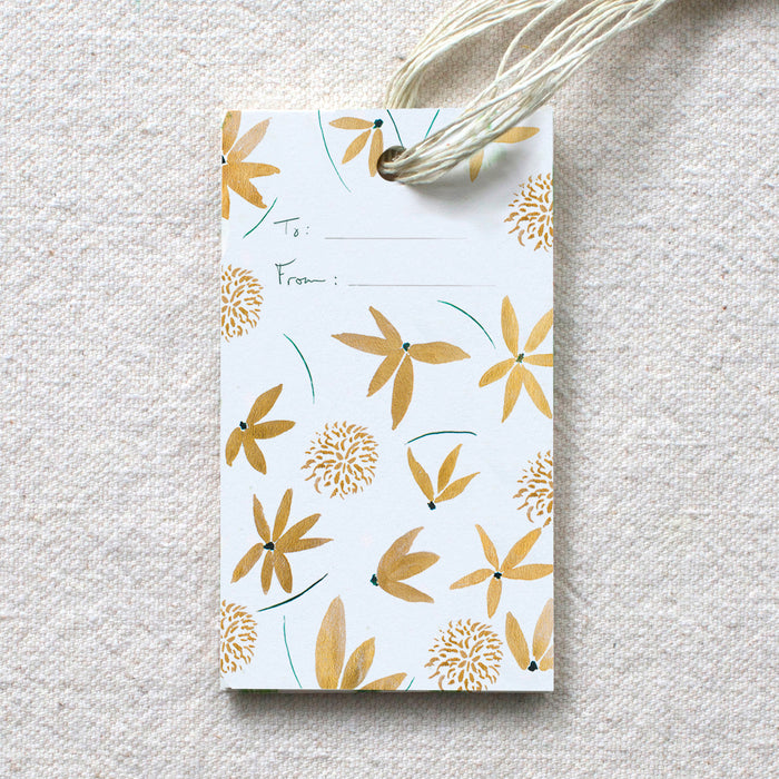 Gold Floral Gift Tags, Set of 10