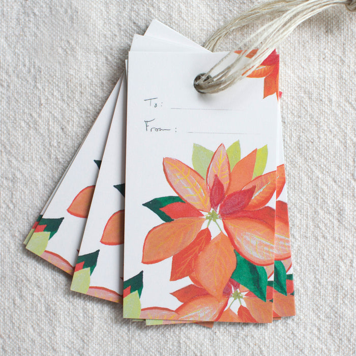 Poinsettia Gift Tags, Set of 10